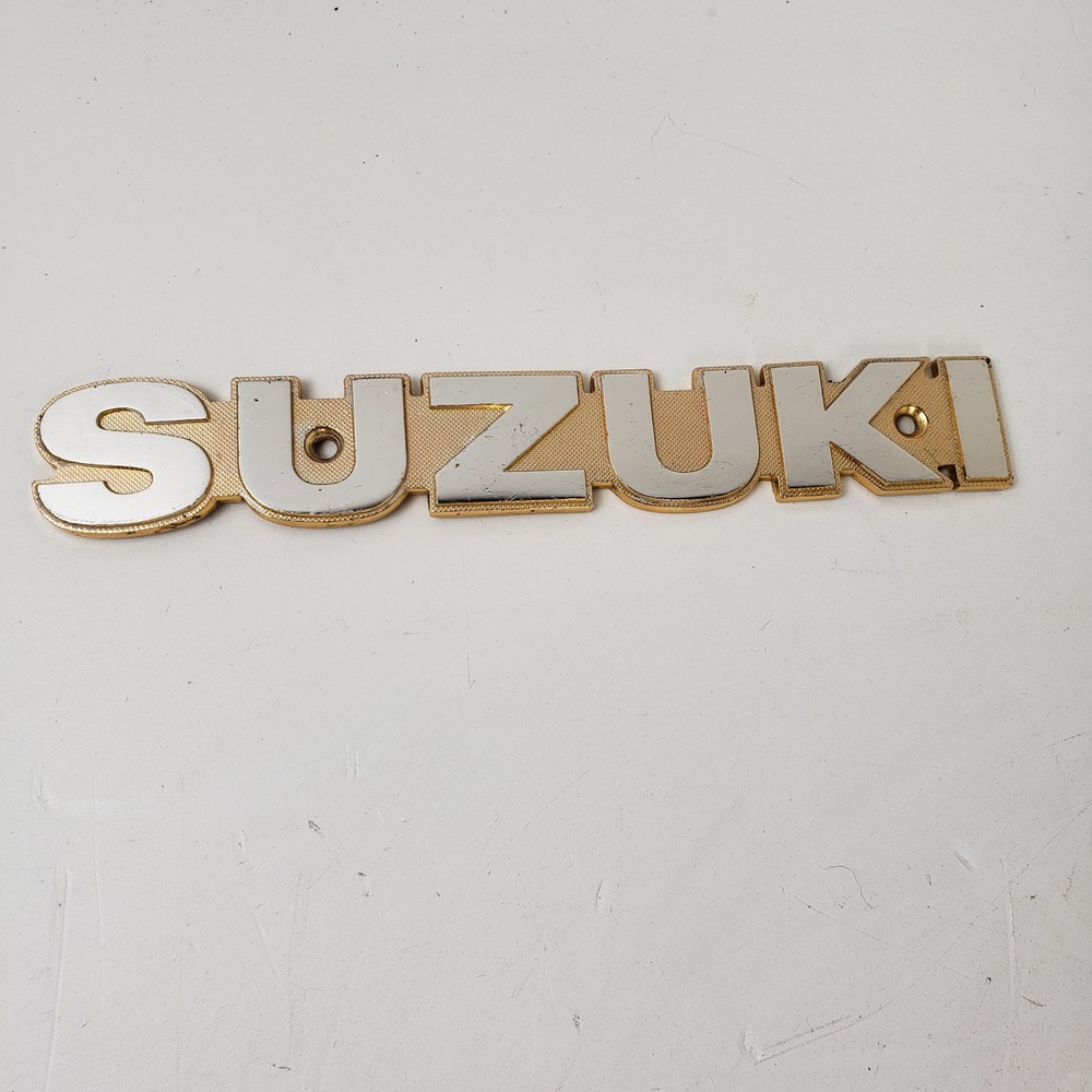 Vintage Suzuki Motorcycle Tank Emblem Gold Silver Made in Japan 7.5 Inch